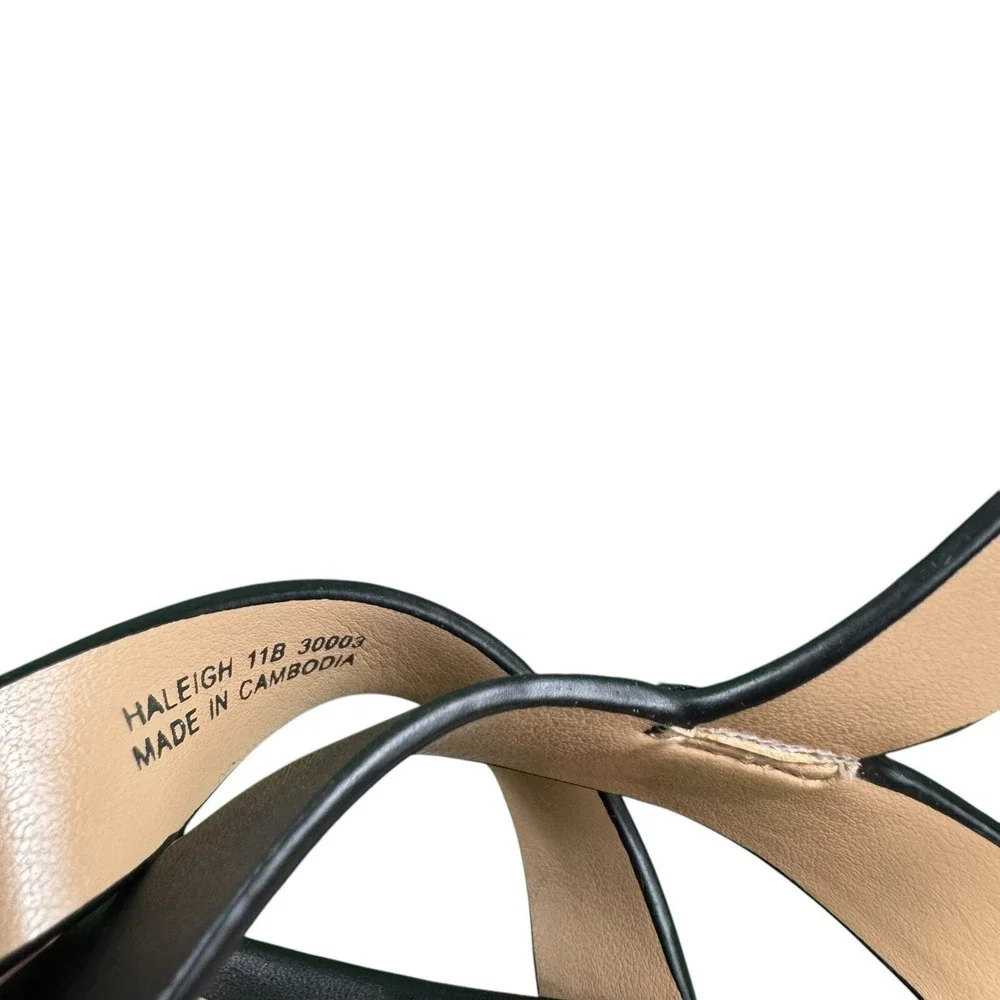 Lauren Ralph Lauren Haleigh Black Leather Platform Wedge Sandals Womens 11B NIB